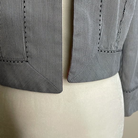 LOFT Blue/Black & White Striped Bolero Jacket. - Picture 9 of 12